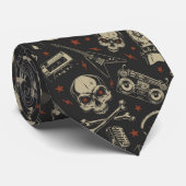 Grunge music skull crossbones pattern ネクタイ (ロール)