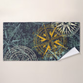 Grunge nautical rose wind compass vintage vintage  バスタオル (バスタオル)