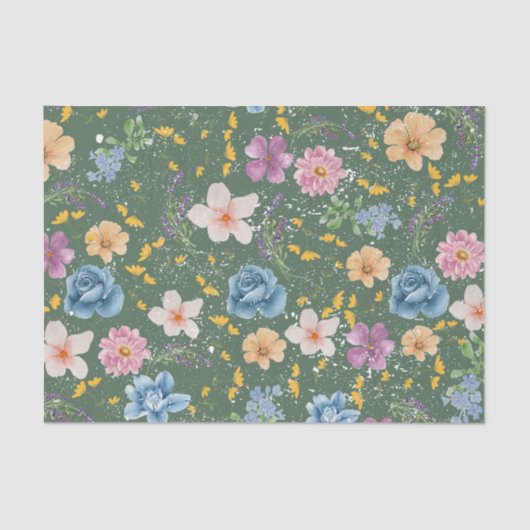 Grunge olive green botanical Decoupage art 薄葉紙 (正面)