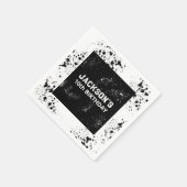 Grunge Paint Splatter Black & White Birthday スタンダードカクテルナプキン (角)