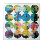 Grunge Polka Dot Colorful Black Circle Abstract タイル (正面)