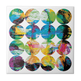 Grunge Polka Dot Colorful Black Circle Abstract タイル