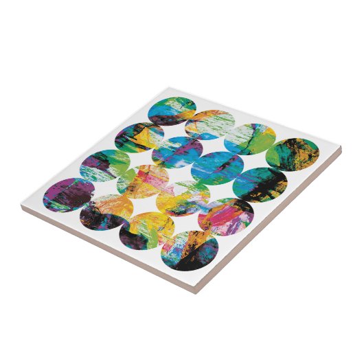 Grunge Polka Dot Colorful Black Circle Abstract タイル (側面)