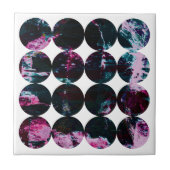 Grunge Polka Dot Pink Noir Circle Black Abstract. タイル (正面)