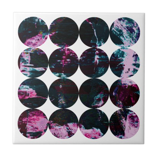 Grunge Polka Dot Pink Noir Circle Black Abstract. タイル (正面)