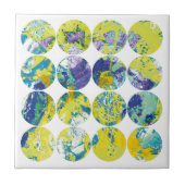 Grunge Polka Dot Yellow Blue Acid Circle Abstract. タイル (正面)