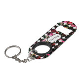 Grunge polka dots Black Red White Abstract. キーホルダー栓抜き (正面アングル)