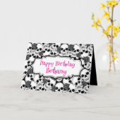 Grunge Skulls and Roses Goth Birthday カード (黄色い花)