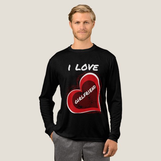 Grunge Style I Love My Girlfriend Heart Design トライブレンドＴシャツ (正面全体)
