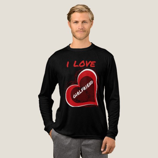 Grunge Style I Love My Girlfriend Heart Design トライブレンドＴシャツ (正面全体)