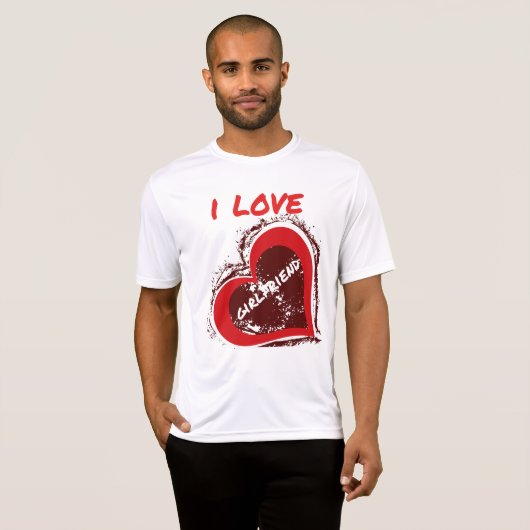 Grunge Style I Love My Girlfriend Heart Design Tシャツ (正面フル)