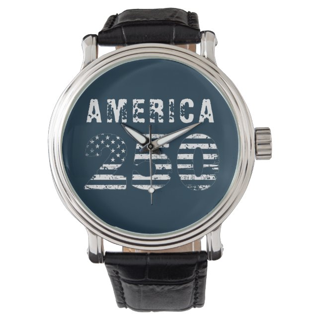 Grunge Text America 250 Blue eWatch Watch 腕時計 (正面)