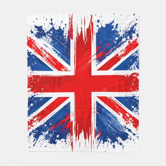 Grunge UK Flag Throw Blanket フリースブランケット (正面)