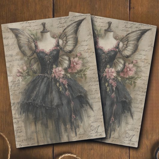 Grunge Vintage Fairy Black Ballet Art Decoupage 薄葉紙