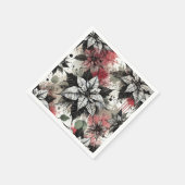 grungyフローラポインセチアのスケッチの切り離し紙 スタンダードカクテルナプキン (角)