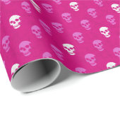 Grungy Anatomical Skull Polkadots pink white ラッピングペーパー (ロールコーナー)