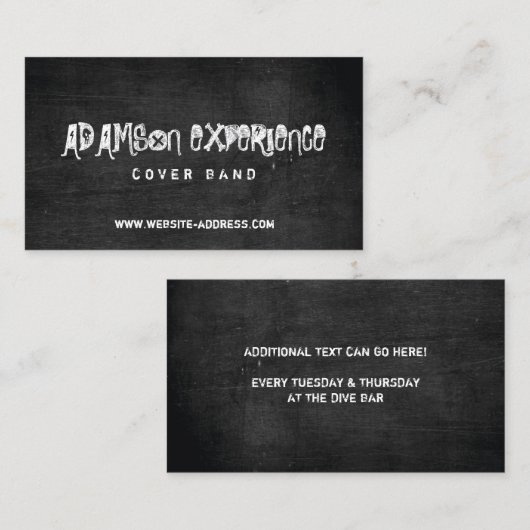 Grungy Black Chalkboard Business Card for Band/DJs 名刺 (正面/裏面)