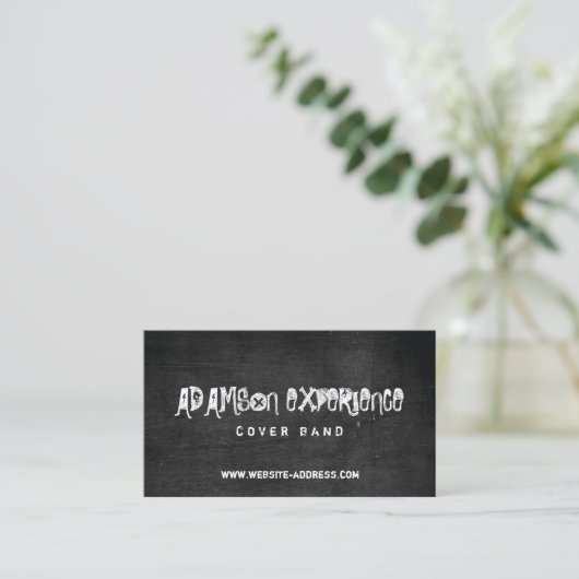 Grungy Black Chalkboard Business Card for Band/DJs 名刺 (スタンド正面)