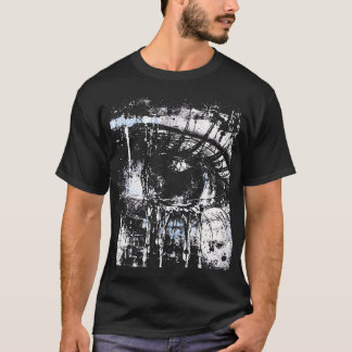 GRUNGY BLUE EYE — ダメージ加工した写真の目のグラフィック Tシャツ