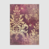 Grungy Burgundy and Gold Damask Pattern 薄葉紙 (正面)
