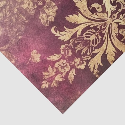 Grungy Burgundy and Gold Damask Pattern 薄葉紙 (詳細)