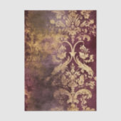 Grungy Burgundy Wine and Gold Damask Pattern 薄葉紙 (正面)