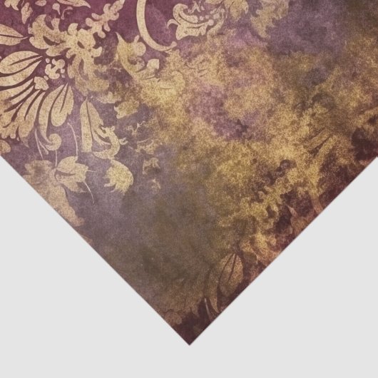 Grungy Burgundy Wine and Gold Damask Pattern 薄葉紙 (詳細)
