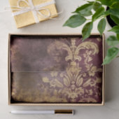 Grungy Burgundy Wine and Gold Damask Pattern 薄葉紙 (ギフト)