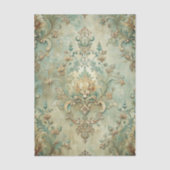 Grungy Damask Pattern in Shades of Teal & Beige 薄葉紙 (正面)