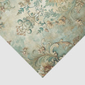 Grungy Damask Pattern in Shades of Teal & Beige 薄葉紙 (詳細)