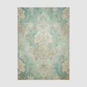 Grungy Damask Pattern in Shades of Teal Blues 薄葉紙 (正面)