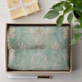 Grungy Damask Pattern in Shades of Teal Blues 薄葉紙 (ギフト)