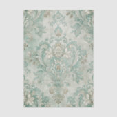 Grungy Damask Pattern in Shades of Teal Green 薄葉紙 (正面)