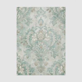 Grungy Damask Pattern in Shades of Teal Green 薄葉紙