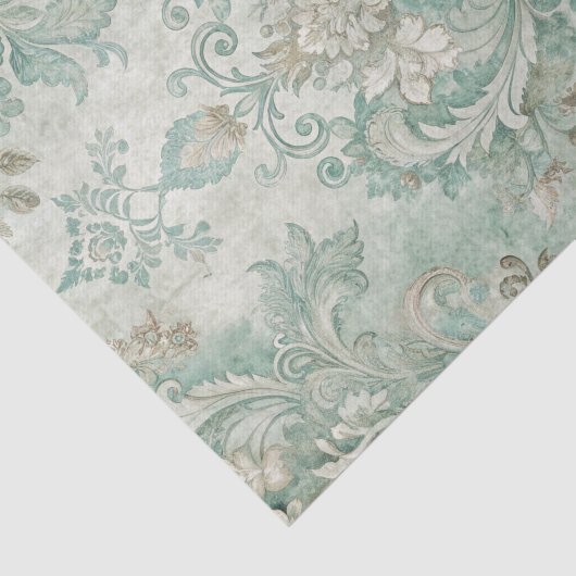 Grungy Damask Pattern in Shades of Teal Green 薄葉紙 (詳細)