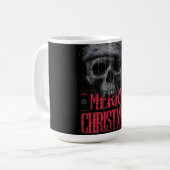 Grungy Gothic Skull Wearing a Distressed Santa Hat コーヒーマグカップ (正面左)