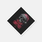 Grungy Gothic Skull Wearing a Distressed Santa Hat スタンダードカクテルナプキン (角)