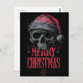 Grungy Gothic Skull Wearing a Distressed Santa Hat ポストカード (正面/裏面)
