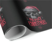 Grungy Gothic Skull Wearing a Distressed Santa Hat ラッピングペーパー (ロールコーナー)