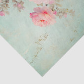 Grungy Large Pink Flower Pattern on Aqua BG 薄葉紙 (詳細)