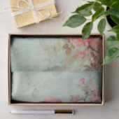Grungy Large Pink Flower Pattern on Aqua BG 薄葉紙 (ギフト)