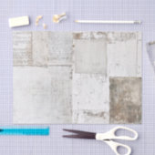 Grungy White Painted Ephemera Newsprint Collage 薄葉紙 (クラフト)