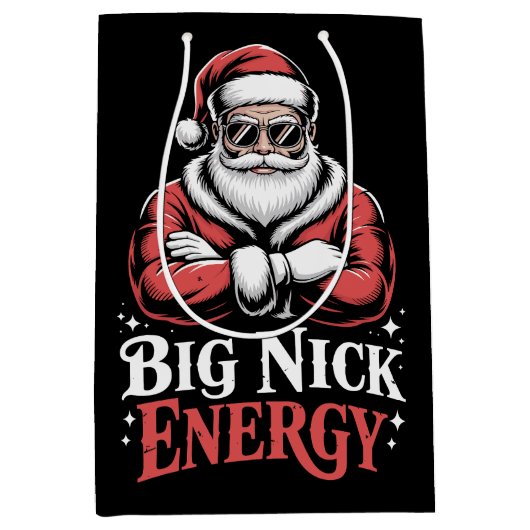 Grunt Style Big Nick Energy Funny Santa Christmas  ミディアムペーパーバッグ (正面)