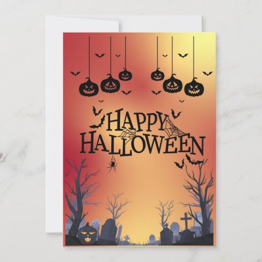 Grußkarte Happy Halloween Orange 招待状 (正面)