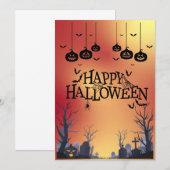 Grußkarte Happy Halloween Orange 招待状 (正面/裏面)