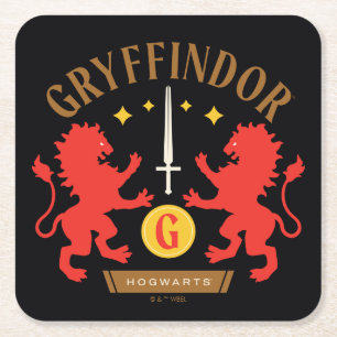 GRYFFINDOR™ハウスダブルライオンソードグラフィック スクエアペーパーコースター