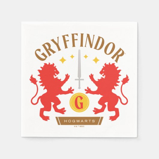 GRYFFINDOR™ハウスダブルライオンソードグラフィック スタンダードカクテルナプキン (正面)