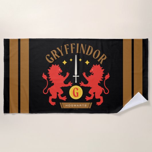 GRYFFINDOR™ハウスダブルライオンソードグラフィック ビーチタオル (正面)