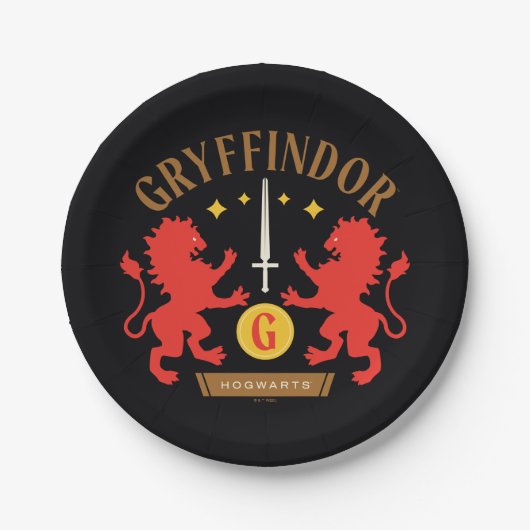 GRYFFINDOR™ハウスダブルライオンソードグラフィック ペーパープレート (正面)