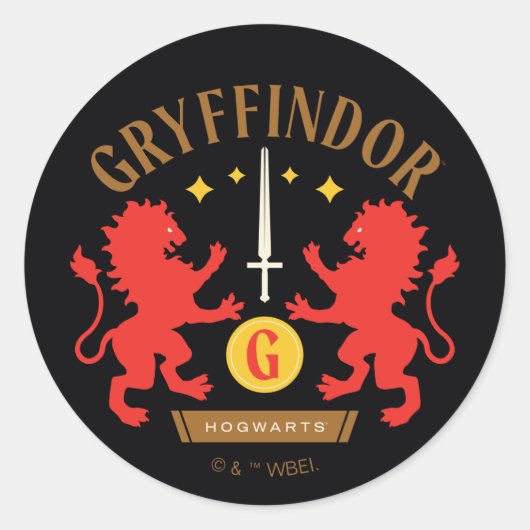 GRYFFINDOR™ハウスダブルライオンソードグラフィック ラウンドシール (正面)